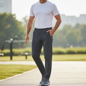 Paskho Mens Technical Travel Pants Black Stretch Commuter Trousers Size L